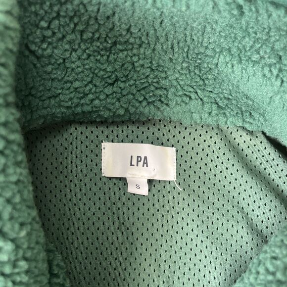 Revolve LPA Sherpa Jacket Womens Small Green Deep Pile Snap Casual Oversized - Picture 4 of 9